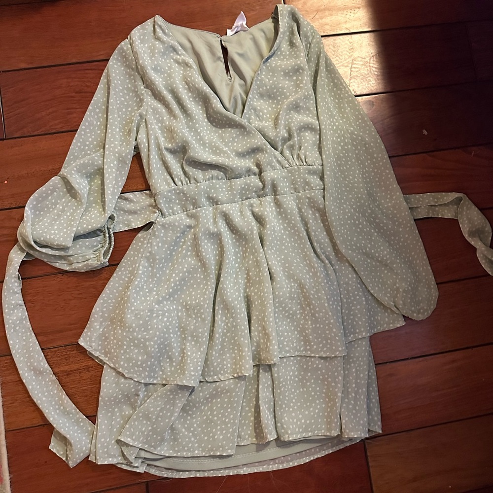 Polka Dot Wrap Dress with Belt